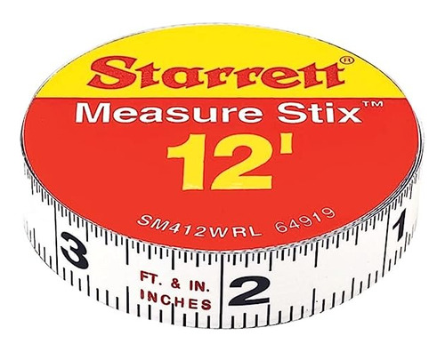 Measure Stix Sm412wrl Cinta Metrica Blanco Con Adhesivo Grad