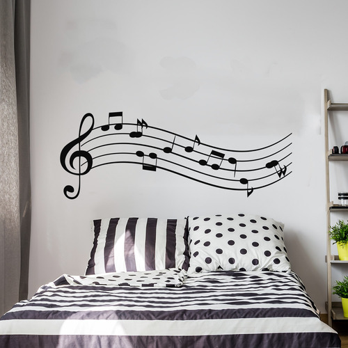 Adesivo De Parede Para Quarto Musica Notas 50x130cm