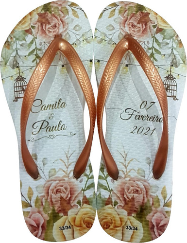 30 Chinelo Personalizado Casamento + Embalagem Brinde