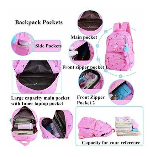 Vidoscla - Mochila Con Impresión De Corazón, 3 Unidades, Pú