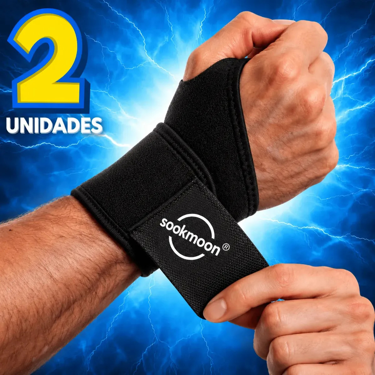 Kit 2 Munhequeira Alta Compressão Ajustável Neoprene Alivio Dor Punho Pulso Esporte Recuperação Academia Proteção