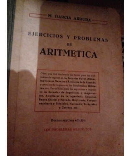 Ejercicios Y Problemas De Aritmética- M. García Ardura.usado