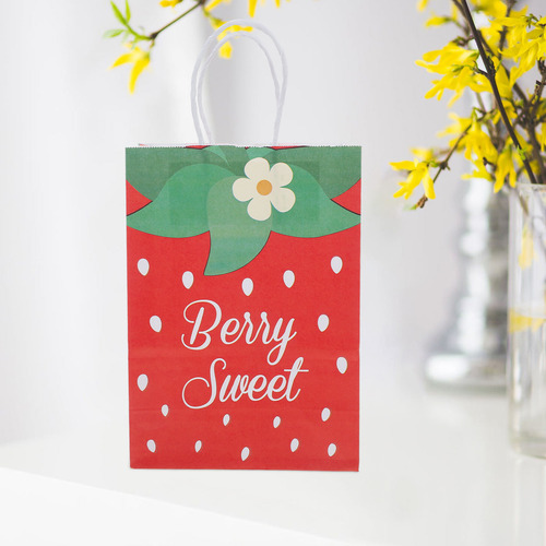 12 Bolsas De Regalo De Fiesta Con Forma De Fresa Con Asas St