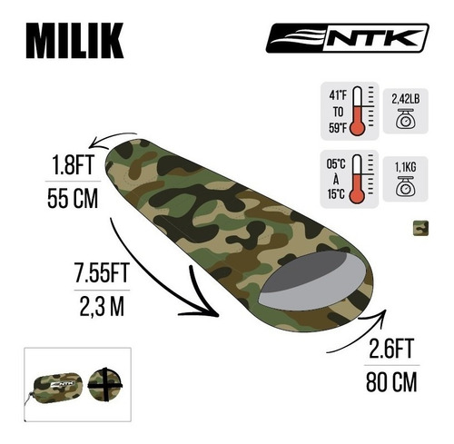 Saco De Dormir Milik Camuflado Nautika Camping
