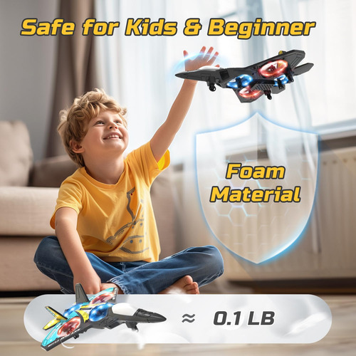 Drone Rc Para Niños Helicóptero De Combate Con Luces Y Vuelo Azul