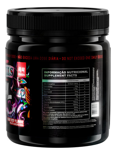 Pré Treino Com Creatina, Cafeína, Arginina, Beta Alanina Sabor Red Flavor