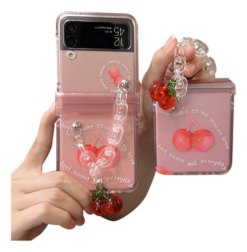 Cereza Rosa Zflip4/3 Funda Móvil + Película Protectora