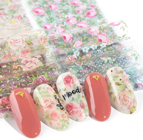 Calcomanías De Diseño De Uñas De Flores, Calcomanías De Enca