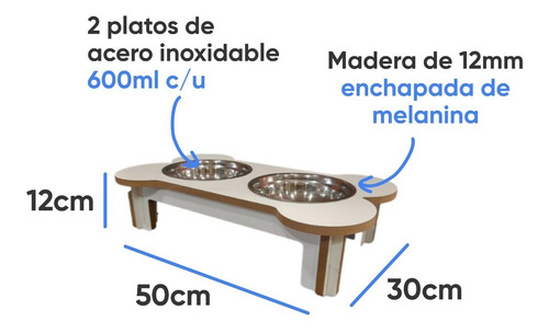 Imagen 5 de 8 de Comedero Bebedero Perros Melanina Elevado Acero Inoxidable