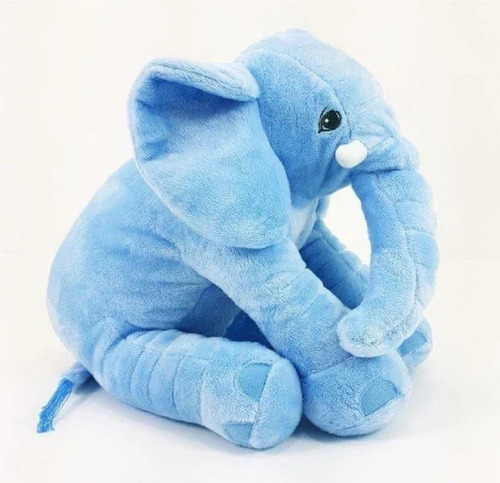 Imagem 2 de 2 de Elefante Pelúcia Travesseiro Bebê Recém Nascido Azul