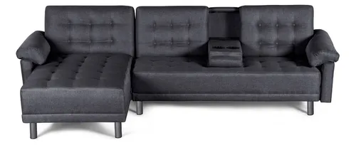 Sala Modular Sofá Cama Mosley Cosmic Reversible Color Gris Oscuro