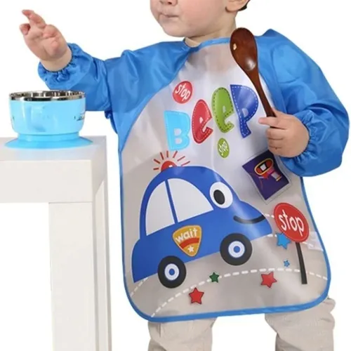 Baberos de best sale plastico manga larga