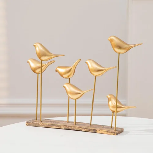 Anding Escultura Pájaro Dorado A51521 Decoración Mmg