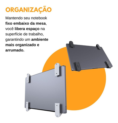 Suporte Base P/ Fixar Notebook Laptop Até 3 Cm Embaixo Mesa