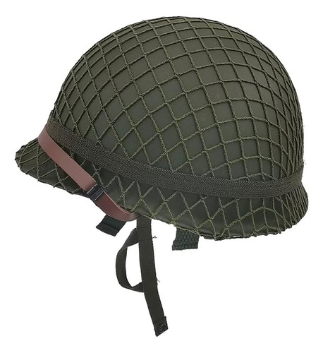 Wwii Us Ww2 Army M1 Casco De Acero Red/lona Correa De B...