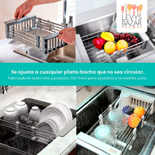 Secaplatos Escurridor Extensible Para Bacha Verduras Frutas