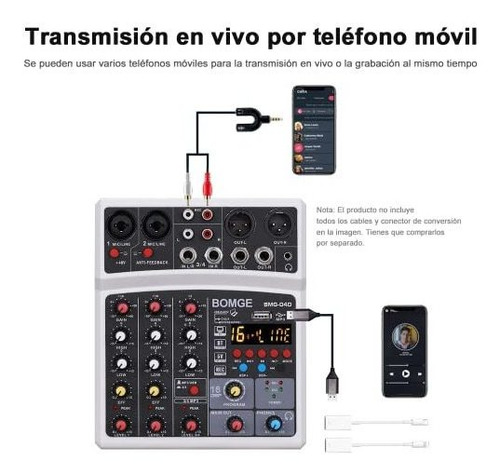 Bomge Mini Mezclador De Audio Bluetooth De 4 Canales Con Efe