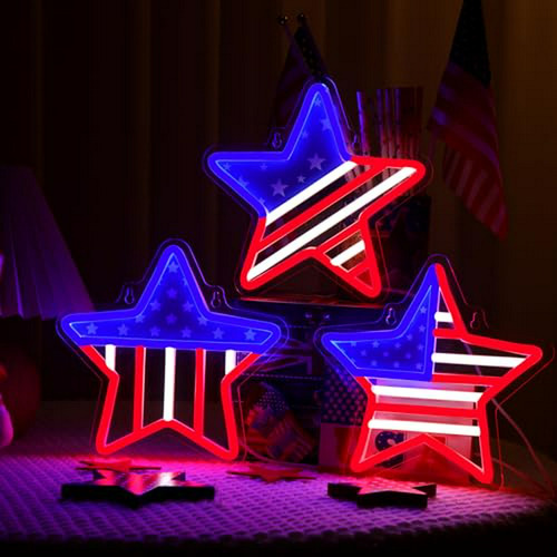 Neón Bandera Americana Con Estrellas - Producto Luminoso.