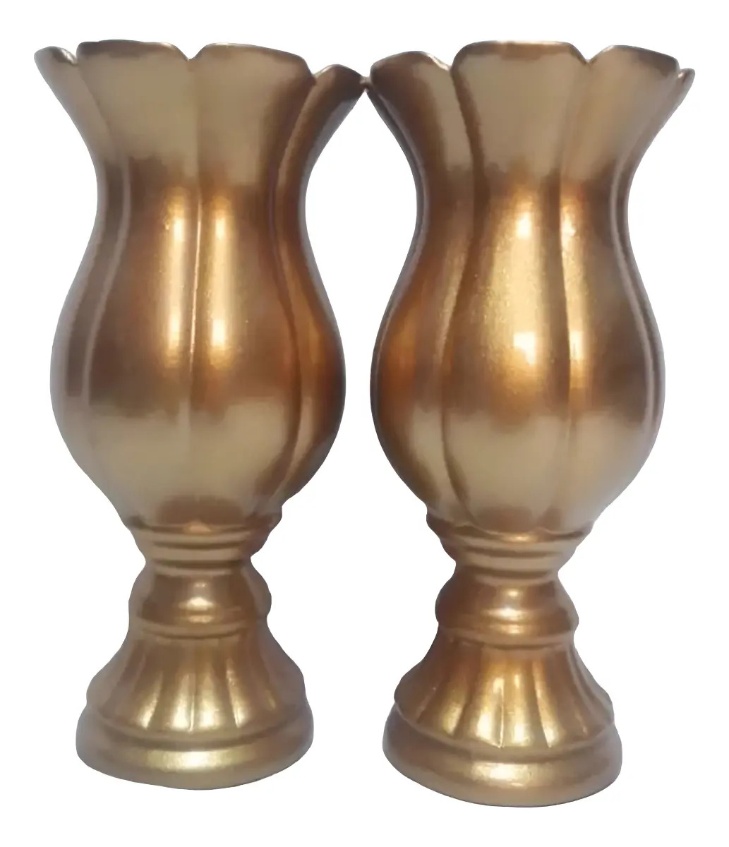 Kit de 2 Vasos de Cerâmica Clássicos Tulipa Dourado-escuro para Decoração de Festa