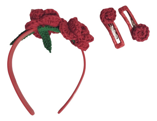 Vinchas Con Hebillas Tejidas A Crochet Diseño Flor