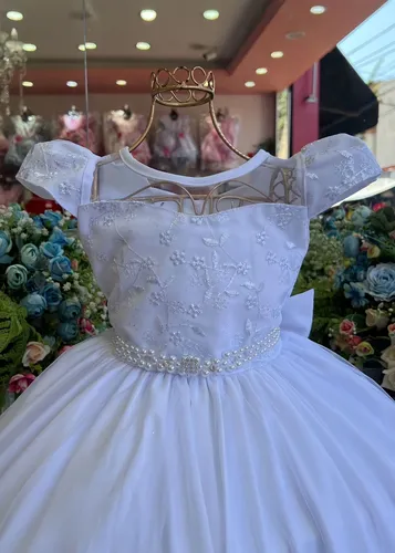Vestido Branco Dama De Honra Longo 4 Ao 16 Parcelamento sem juros