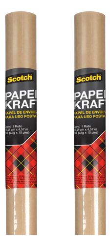 Rollo Papel Kraft Multiusos Scotch 76cm X 4.5 Mt Pack 2 Pzas Marrón Claro