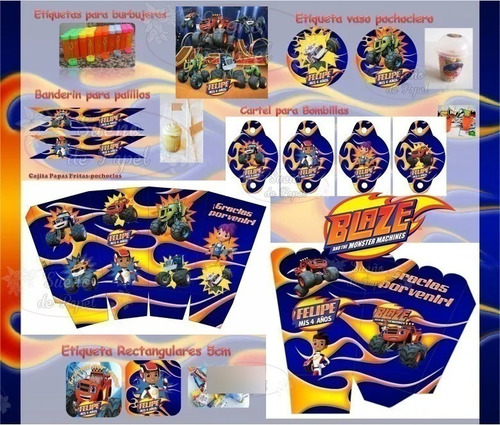 Kit Imprimible Blaze And The Monster Machine Candy Editable