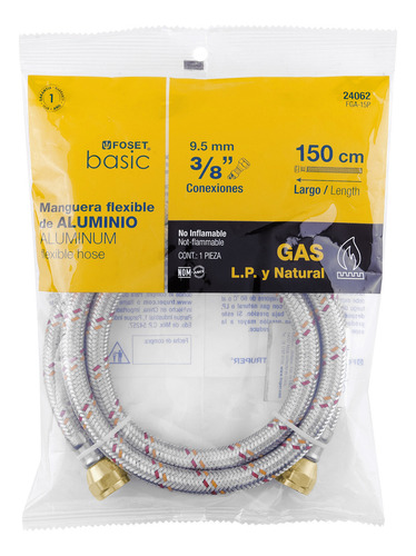 Manguera Aluminio Gas 3/8'' X 3/8'' 1.5 Mt Pretul 24062
