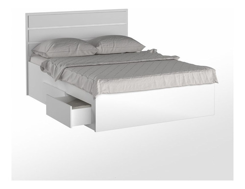 Cama De Casal Queen Com Cabeceira 167cm 4 Gavetas Dreams F04 Cor Branco