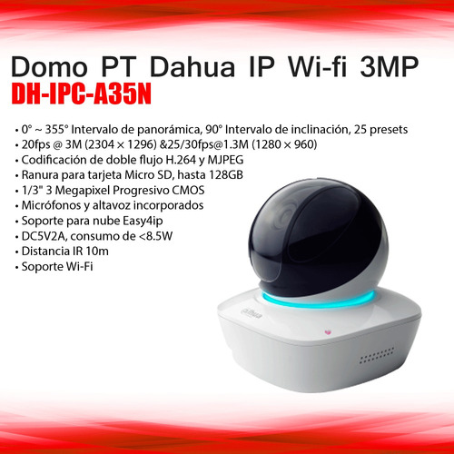 Camara Domo Wifi Dahua Onvif/pt Dh-ipc-a35n 3mp
