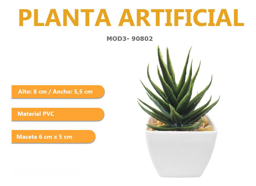 Planta Artificial Suculenta Con Maceta Hojas X3 Unid Sheshu Color Mod 3