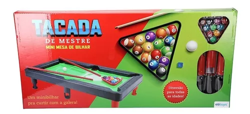 Brinquedo Mesa de Sinuca Clássica 55x32cm Snooker Kit Completo em