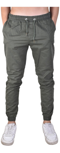 Pantalones Joggers Liso De Gabardina 