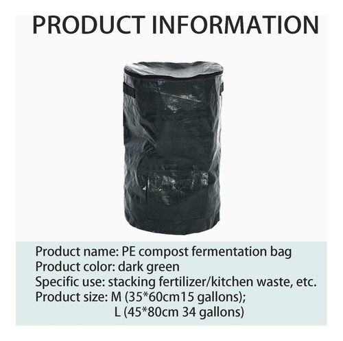 Bolsa De Jardín Desplegable, Bolsas De Basura Resistentes Para Patio Con Tapa Con Cremallera Y Asas, Contenedores De Compostaje, Contenedor Al Aire Libre Para Limpiar Desechos De Césped