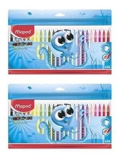2 Paquetes Con 24 Plumones Maped Color Peps Ocean Base Agua.