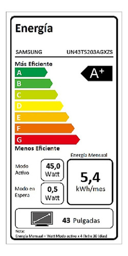Smart Tv 43'' Un43t5203agxzs Led Fhd Negro Samsung 220v