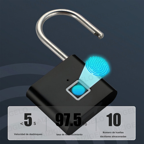 Candado De Huella Digital Resistente Al Agua Usb Recargable
