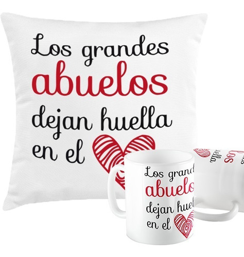 Kit 1 Cojín Con Relleno Y Una Taza Personalizada Para Abuel@