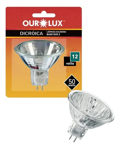 Lâmpada Halógena Dicróica Ourolux 50W GU5.3 Branco-quente