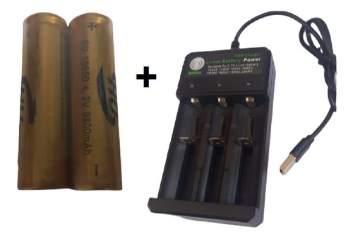 Imagem 1 de 8 de Baterias 18650 2unidades + Carregador Tripl 3,7/4,2v 9800mah