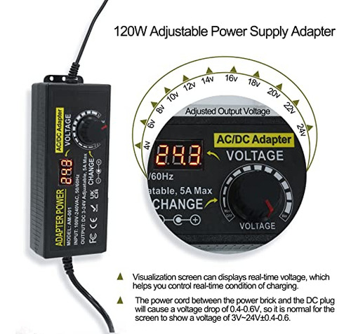 Pack Adaptador De Corriente Universal 5a 120w Ajustable
