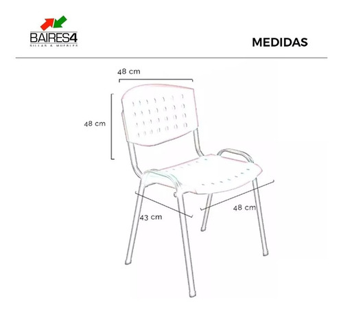 Imagen 4 de 5 de Pack X 4 Sillas Fijas Apilables | Contado