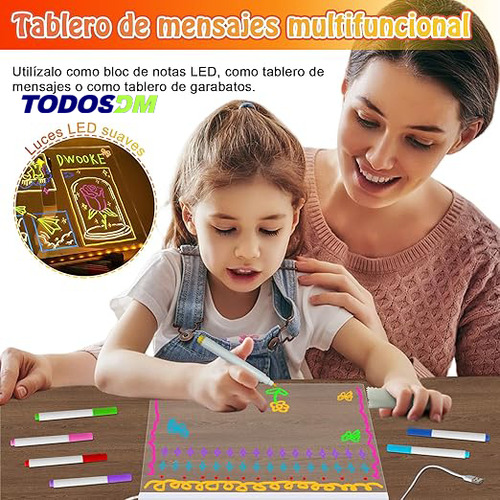 Pizarra Luminosa, Ins Style, Tablero De Notas 30x20cm De Acrílico Led Borrable Con 7 Marcadores De Color, Escribir Y Borrar Fácilmente, Con Luces Incorporadas Para Mensajes Destacados, Regalo Ideal