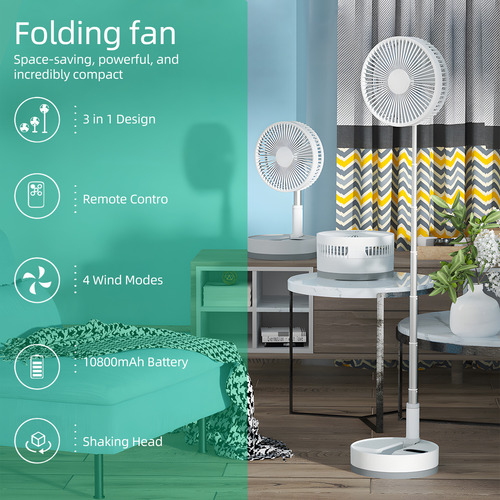 Ventilador Portátil De 9 Ventiladores: Recargable, Led, Remo