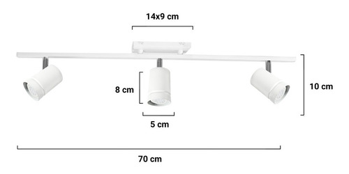Imagen 2 de 10 de Barral Aplique Riel 3 Luces Led Dicro Minimalista Spot Movil