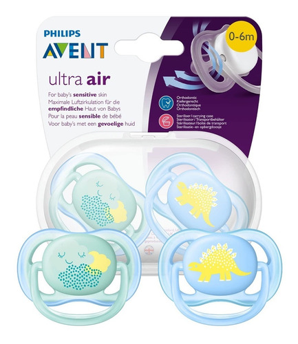 Chupetes Avent Silicona Ultra Air 0-6 Meses Scf 344/20 Dino