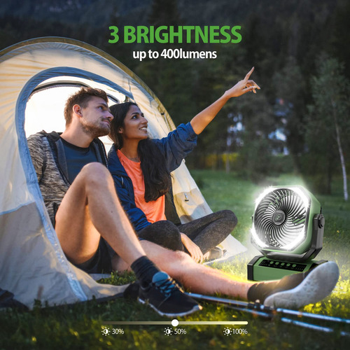 Ventilador De Camping Addacc De 20000 Mah, Recargable, Con L