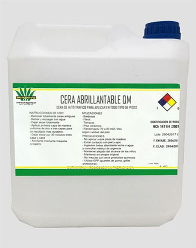 Cera Acrílica Para Pisos Abrillantable Alto Tráfico 5lt