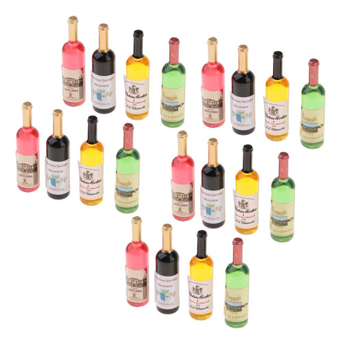 Paquete De 20 Botellas De Vino Miniatura De Casa De Muñecas
