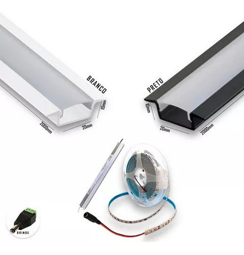 Kit Perfil Embutir Slim 2 Metros+fita Led+fonte 12v 2a Slim Cor da luz Branco Branco-neutro 110V/220V